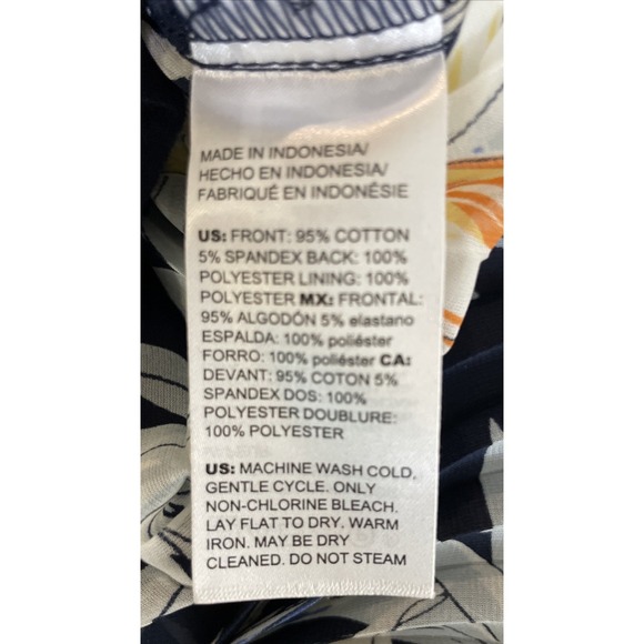 Chicos Womens 4 US XXL Navy Blue Floral Knit Top Pleat Back NEW Preppy Beach - Picture 7 of 8